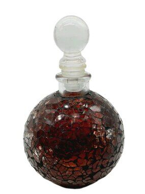 Glass Perfume Bottle With Clear Stopper Mosaic Red